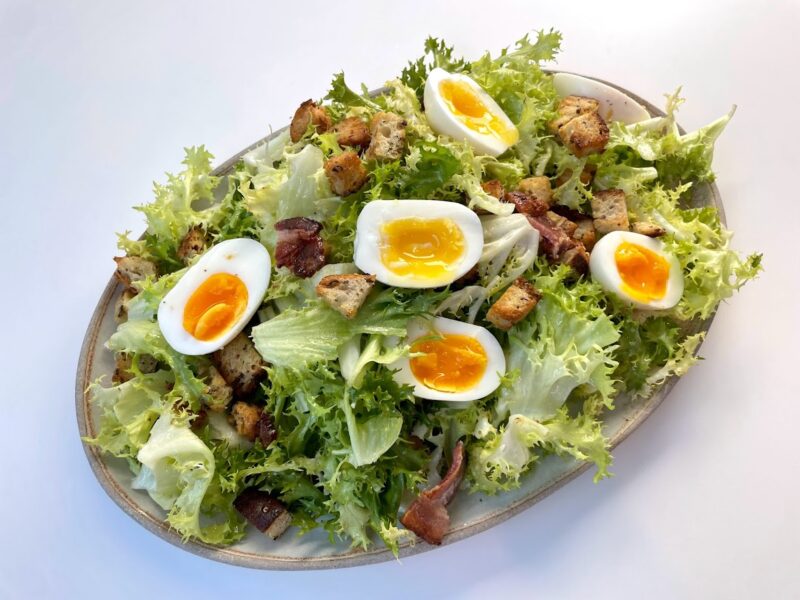 Endive Salad with Soft Boiled Eggs and Bacon and Dijon Mustard Vinaigrette